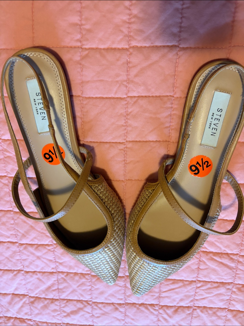 Steven By Steve Madden Tan Woven Pointed Slingback Flats